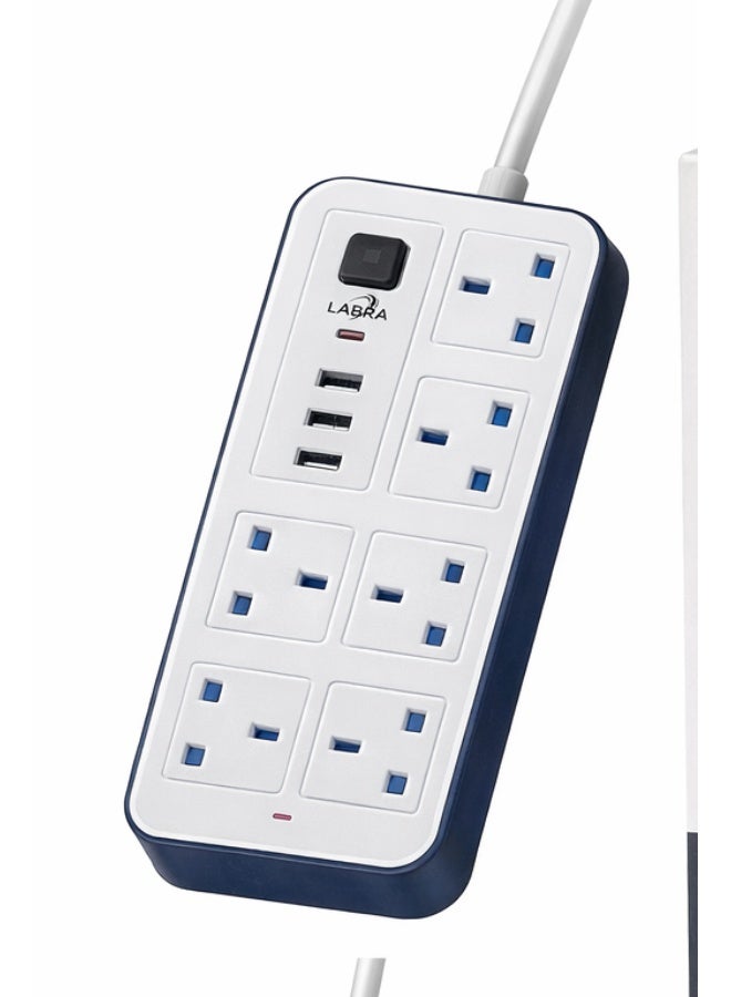 Labra 5 Meters Extension Lead with Multiple Function UK Plug 3 Pin Socket Outlet with 3 USB Port 1 Type-C Port 5M Electric Socket Mains Strip for Home Kitchen and Office - Image 4